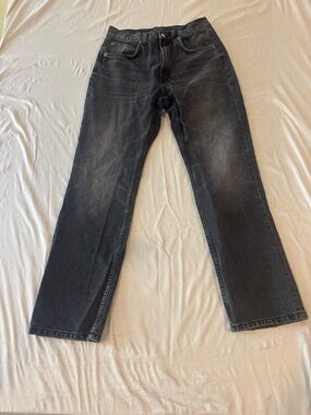 ZARA Womens Jeans Size 6 Black Washed Straight Leg High Rise Denim